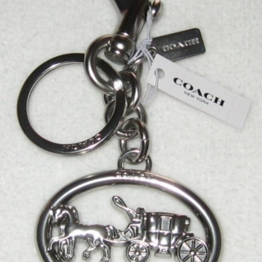 Coach Silver Horse and Carriage Keychain